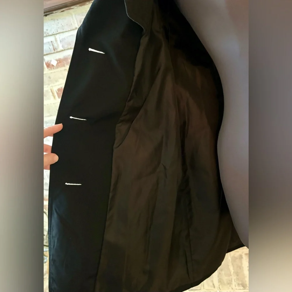 London Fog Black Double-Breasted Trench with Waist Tie